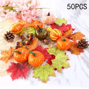 

Small Pumpkins Artificial Fake Fruits Vegetables Halloween Decorations 50pcs Stylish and beautiful Delicate and festive