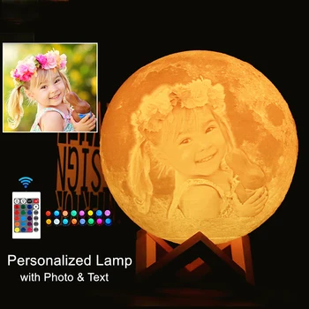 

Dropship Photo/Text Custom Moon Lamp Night Light 3D Print Rechargeable Personalized Timing Moon Light Gift for Kids,Girlfriend