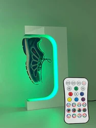 Zapatero de suspensión magnética en forma de E, estante ajustable para zapatos, tienda, publicidad, muestra, estante colgante de rotación, promoción