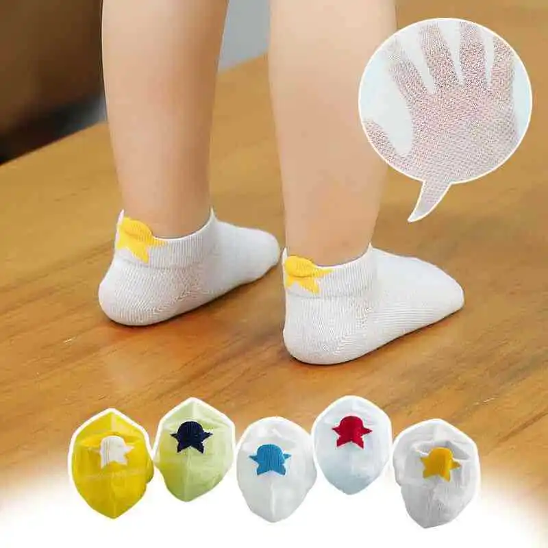

5-pair Pack] CHILDREN'S Socks 0-11-Year-Old Summer Thin Section Mesh BABY'S Socks Men And Women Children Cartoon No-show Socks