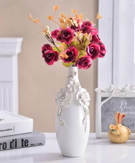 Europe Gilt Frosted Porcelain Vase Vintage Advanced Ceramic Flower Vase For Room Study Hallway Home Wedding Decor F