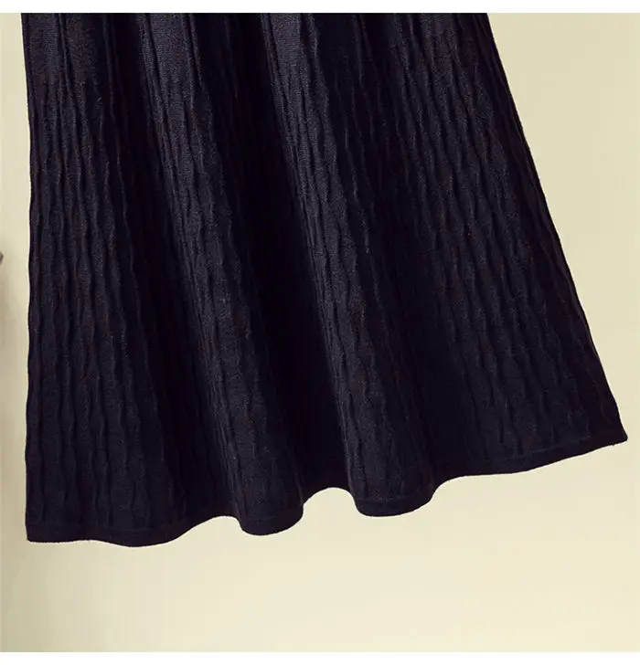Autumn Knit Skirts Womens New Large Size Clothing Lady Fashion Slim Elastic High Waist Sweater Skirt Midi Femme Jupe f1988