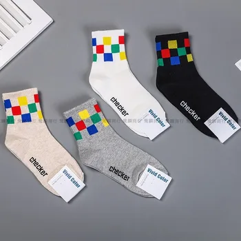 

Colorful Sock Women Plaid Woman Socks Creative Casual Ladies Sox Cotton Autumn Winter Girls Trendy Korean Fun Fashion Calcetines