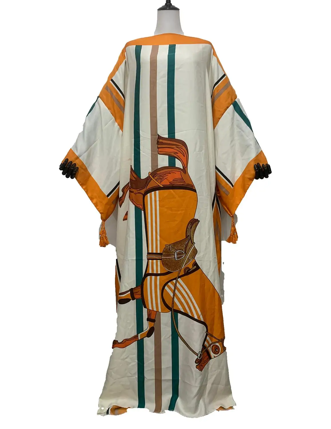 Dubai Traditional  Muslim Fashion Blogger Recommend Popular printed Kaftan Dresses Loose Bohemian kaftan Long dress for lady