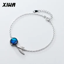 XIHA 925 браслеты из стерлингового серебра круглые синие камни рыбий хвост женский серебряный браслет лучший друг Дамская мода ювелирные изделия