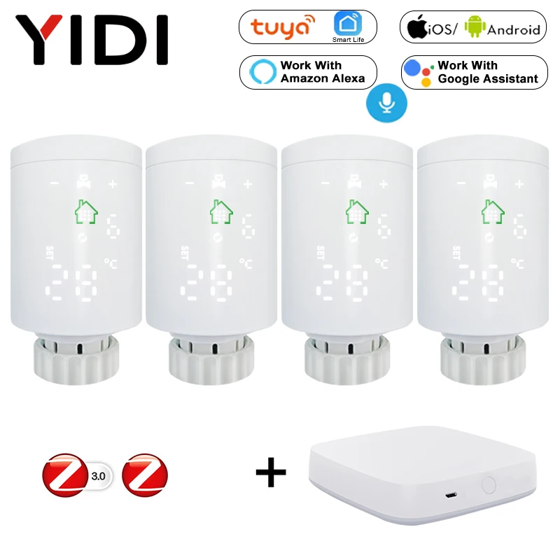 ZigBee-válvula termostática de radiador inteligente TRV, controlador de temperatura Tuya, Control remoto por voz, Google Home