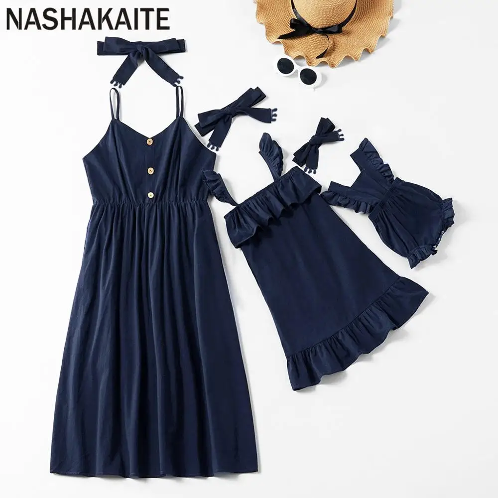 NASHAKAITE/платья для мамы и дочки; платье на бретельках с повязкой на голову; комбинезон для маленьких девочек; платье для мамы и дочки; одежда «Мама и я»
