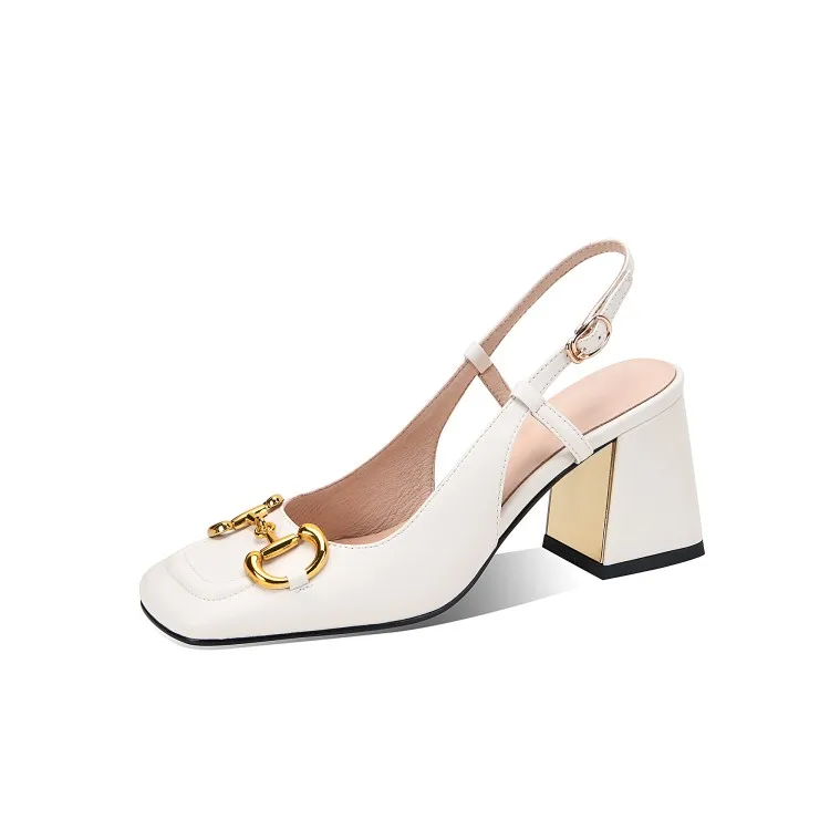 The New Summer Edition Of 2021 Women's Pure Color High-Heeled Shoes With Horseback Buckle Casual Fashion And All-Match Women's s