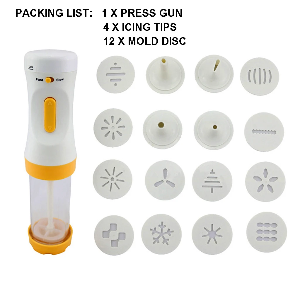 CooksEssentials Electric Cookie Press w/ 12 Discs & 3 Icing