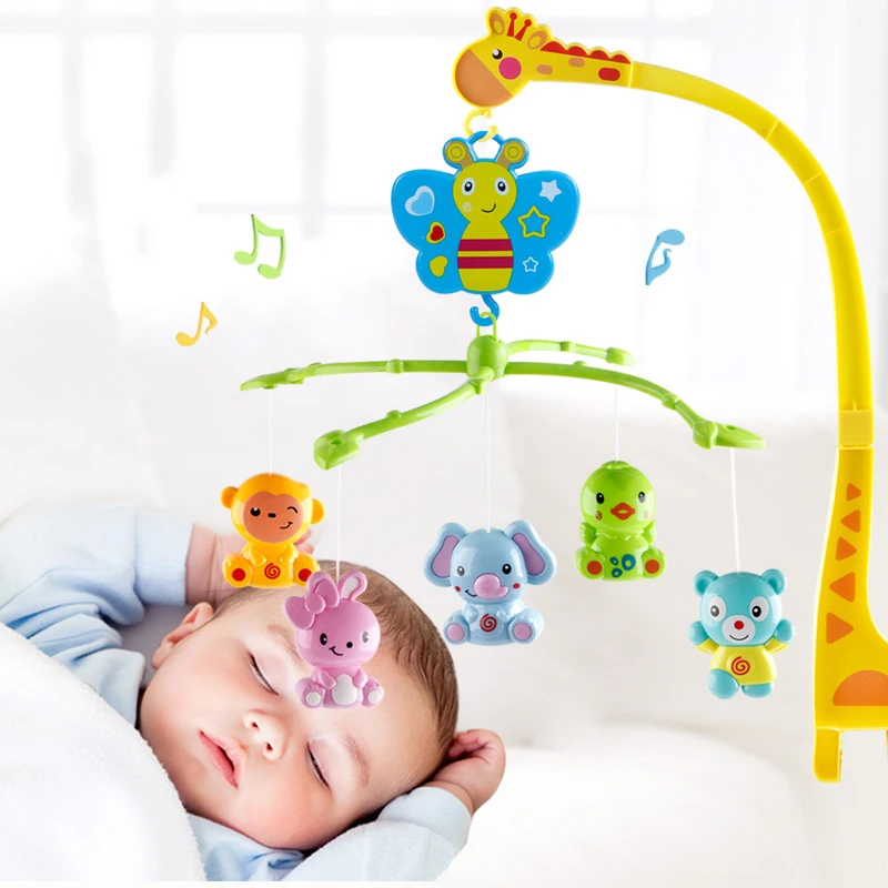 4 в 1 музыкальная кроватка крутящиеся колокольчики на кровать Kawaii животные детские погремушки вращающиеся закрепленные игрушки держатель жирафа ветрозащитная Подарочная музыкальная шкатулка - Цвет: PB0010