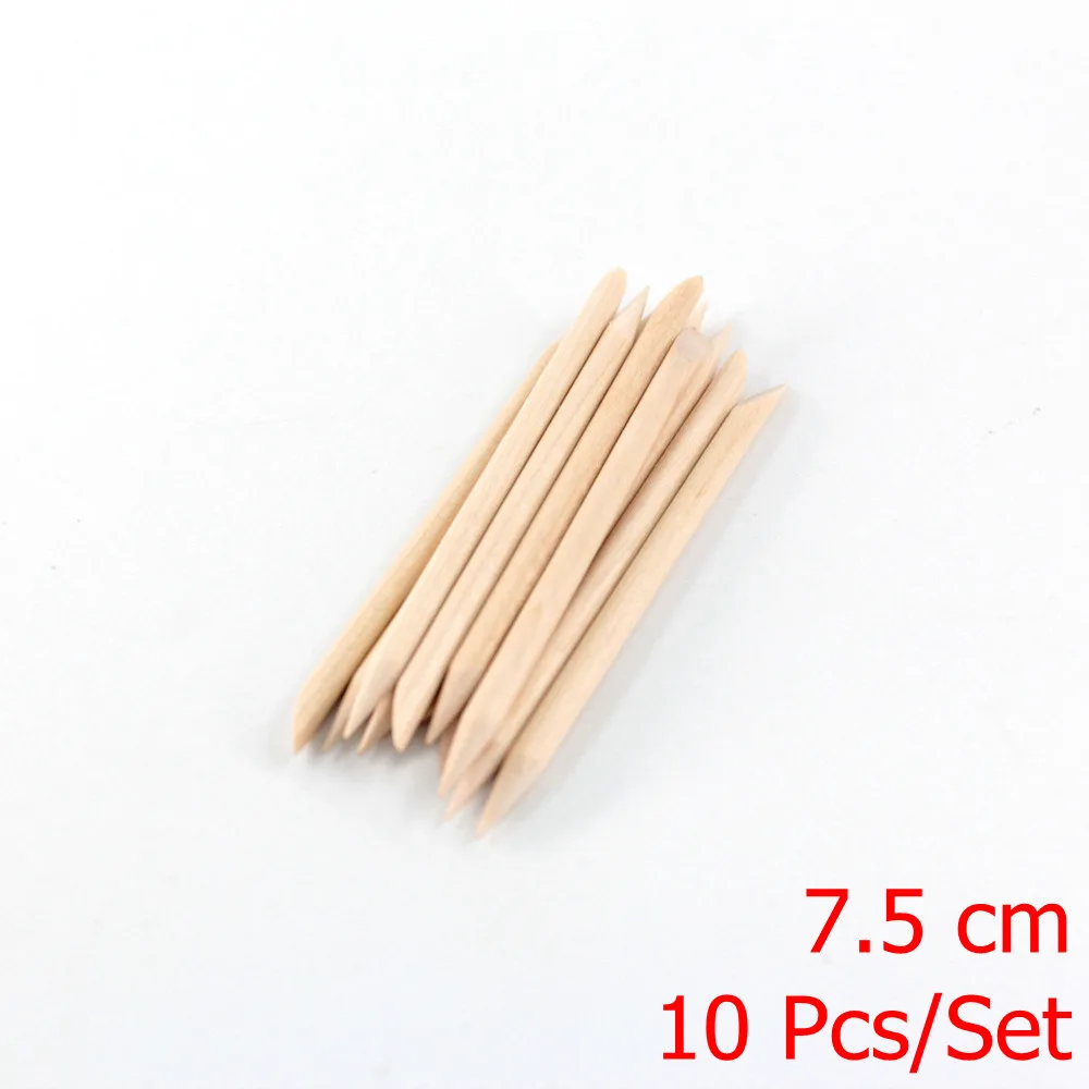 10/30/50 Pcs Orange Wood Sticks For Cuticle Pusher Nail Art Cuticle Remove Tool Double-end For Nails Manicure Pedicure Tools - Color: 7.5cm 10pcs