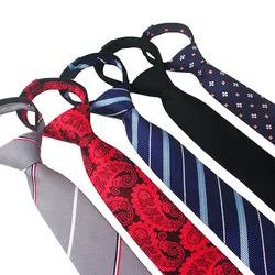 New 6cm&8cm Mans Tie Paisley Slim Skinny Ties Jacquard Zipper Necktie Easy to pull designer tie wedding party gifts for men