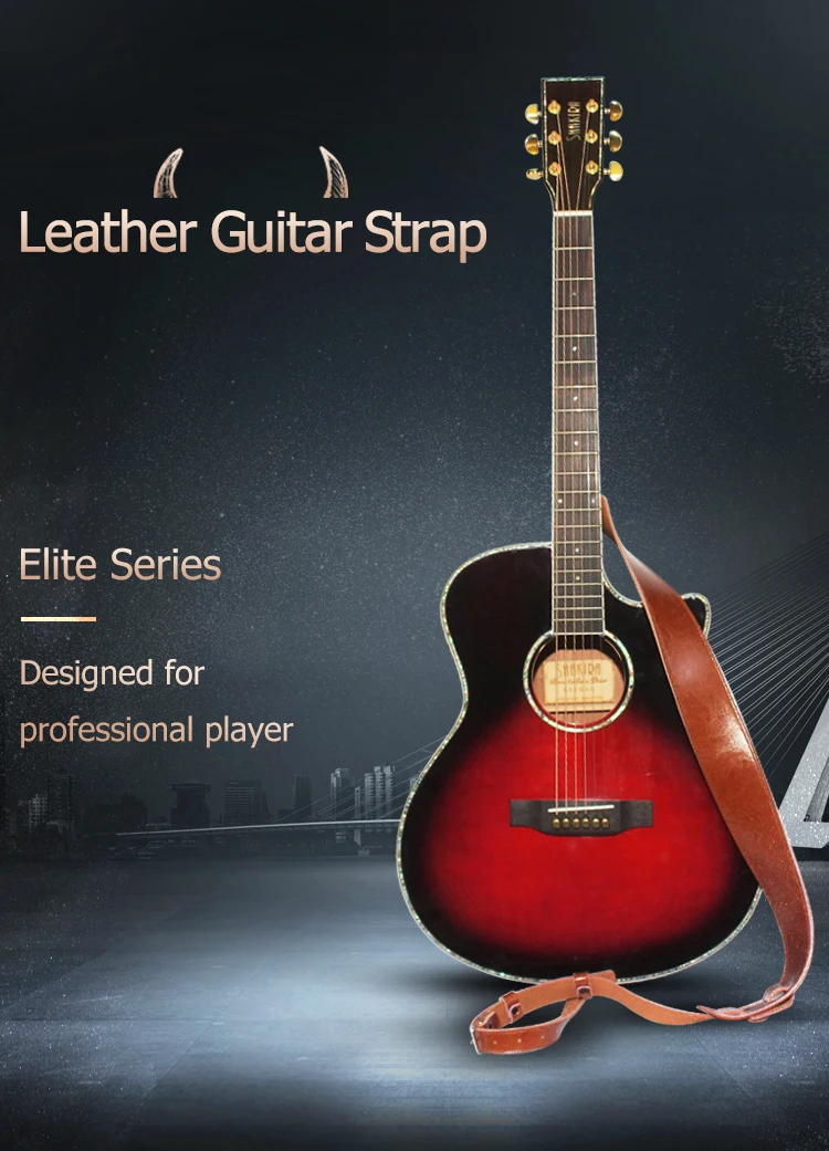 Guitar Strap Leather Electric Guitar Acoustic Guitar Belt Bass Lock Ukulele Button Vintage Guitar Accessories Cowhide Adjustable