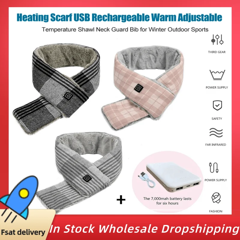 Unisex Heated Scarf Winter Electric Heating Scarf With Power Bank Neck