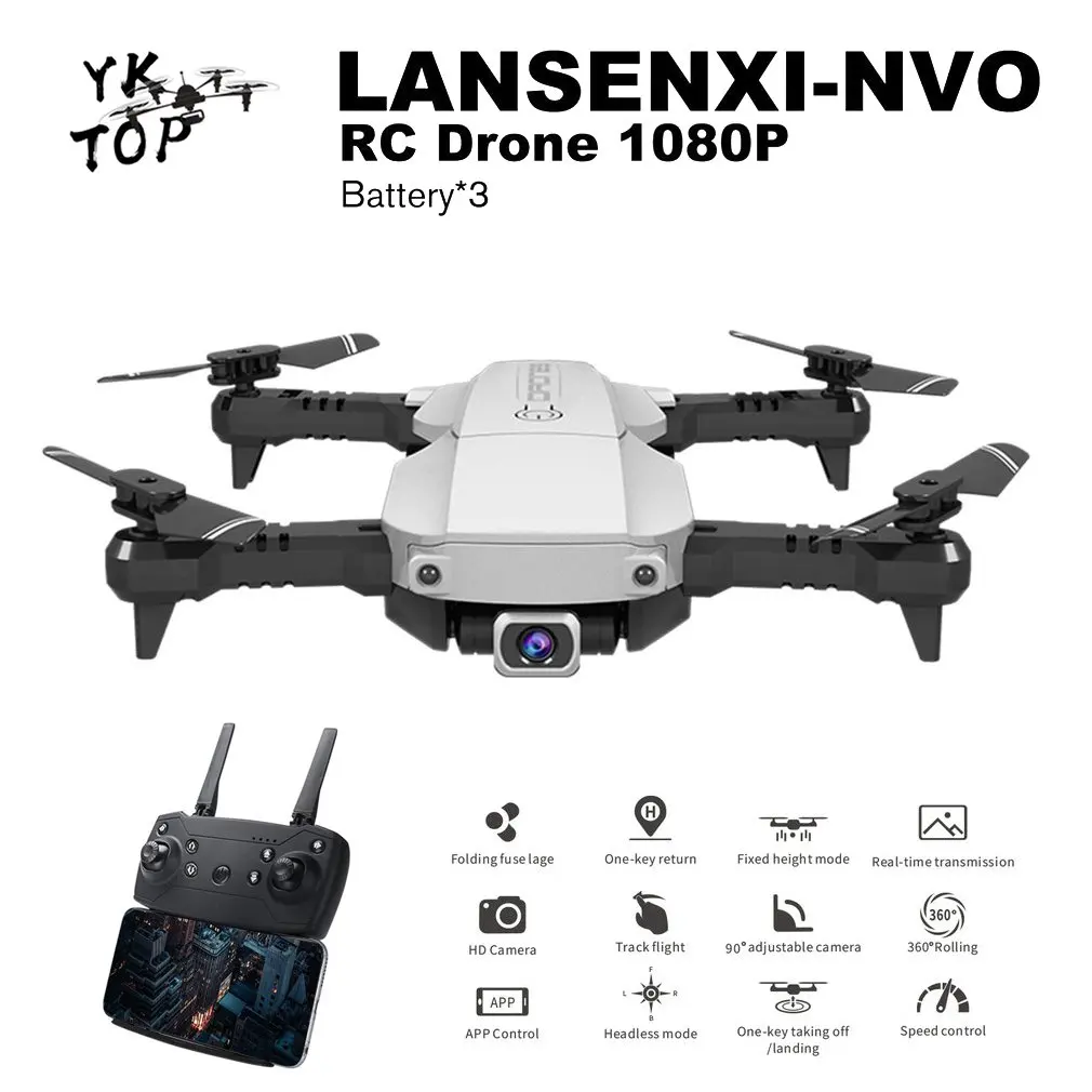 LANSENXI NVO RC Дрон 4K 1080P Квадрокоптер 2 4 ГГц WiFi FPV складной мини в режиме реального
