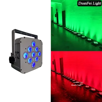 

16pcs/lot App phone Wireless Flat Par led RGBWA UV 9x18w 6in1 Par LED dj battery dmx uplight for wedding