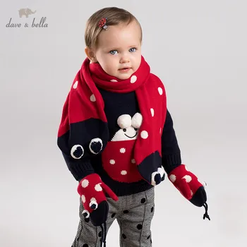 

DBM11687-1 dave bella autumn knitted sweater infant baby girl long sleeve pullover kids toddler tops children knitted sweater