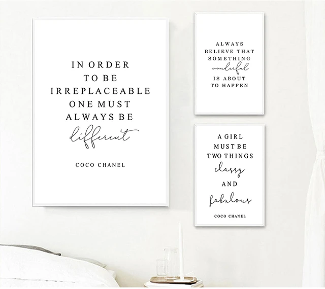 Beauty Begins Poster - Coco Chanel Quote - text print