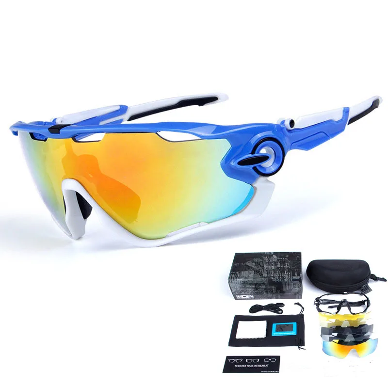 Солнцезащитные очки для велоспорта на открытом воздухе, спортивные велосипедные MTB очки для горного велосипеда, мотоциклетные солнцезащитные очки с рыбками, велосипедные очки с 5 линзами - Цвет: I