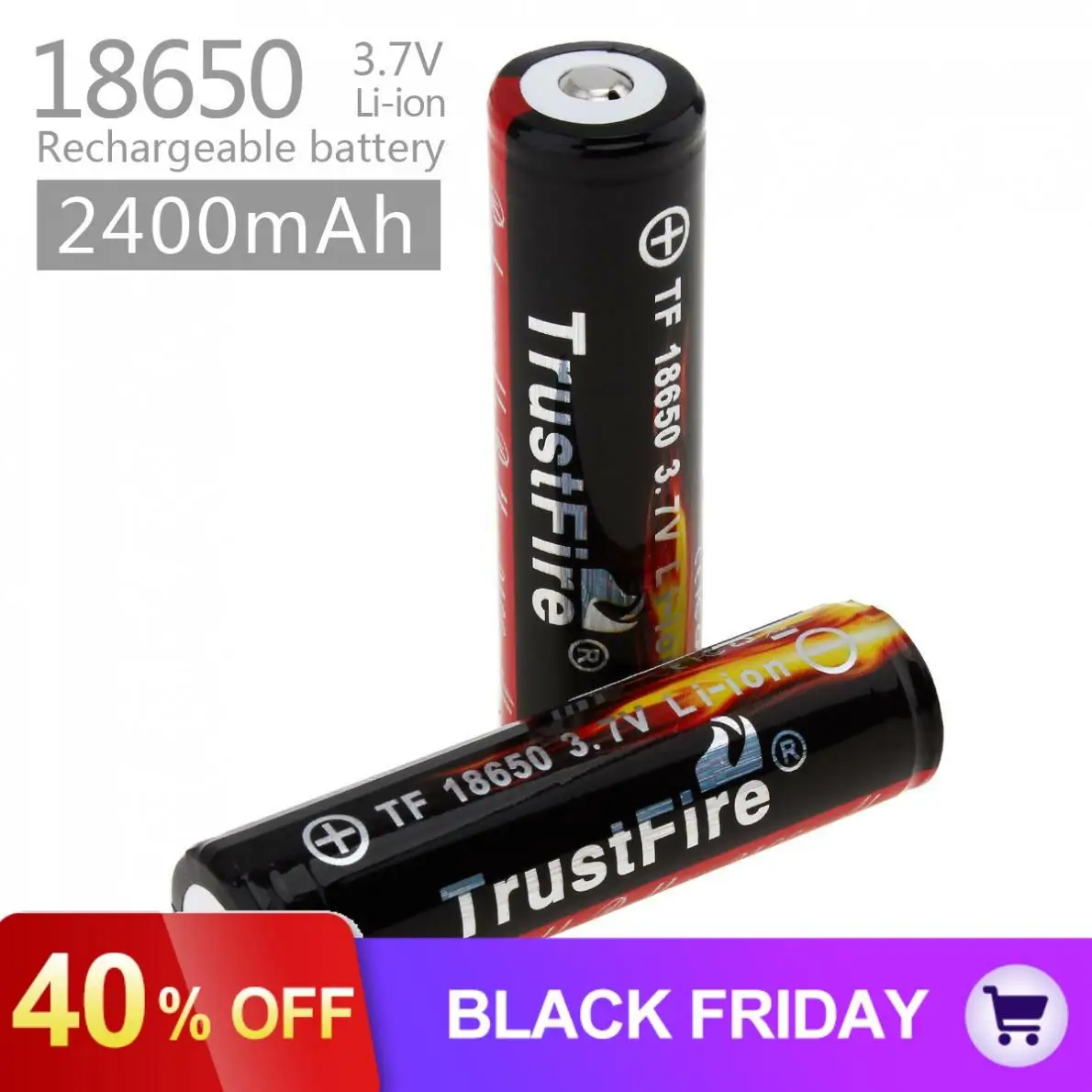 2 шт./лот TrustFire 3,7 V 18650 2400mAh литий-ионная аккумуляторная батарея с защищенной печатной платой для Светодиодный фонарей/фар