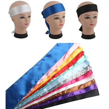 

6X110cm Satin Scarf Virgin Hair Extensions Wrapping Head Bands Women Human Hair Forehead Wraps Headband