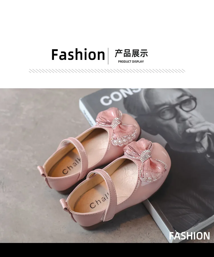 children's sandals Baby Girls Leather Shoes for Birthday Party Wedding Soft Patent Leather Flats Toddlers Kids Shoes Lace Bowtie Pearls Brand New slippers for boy