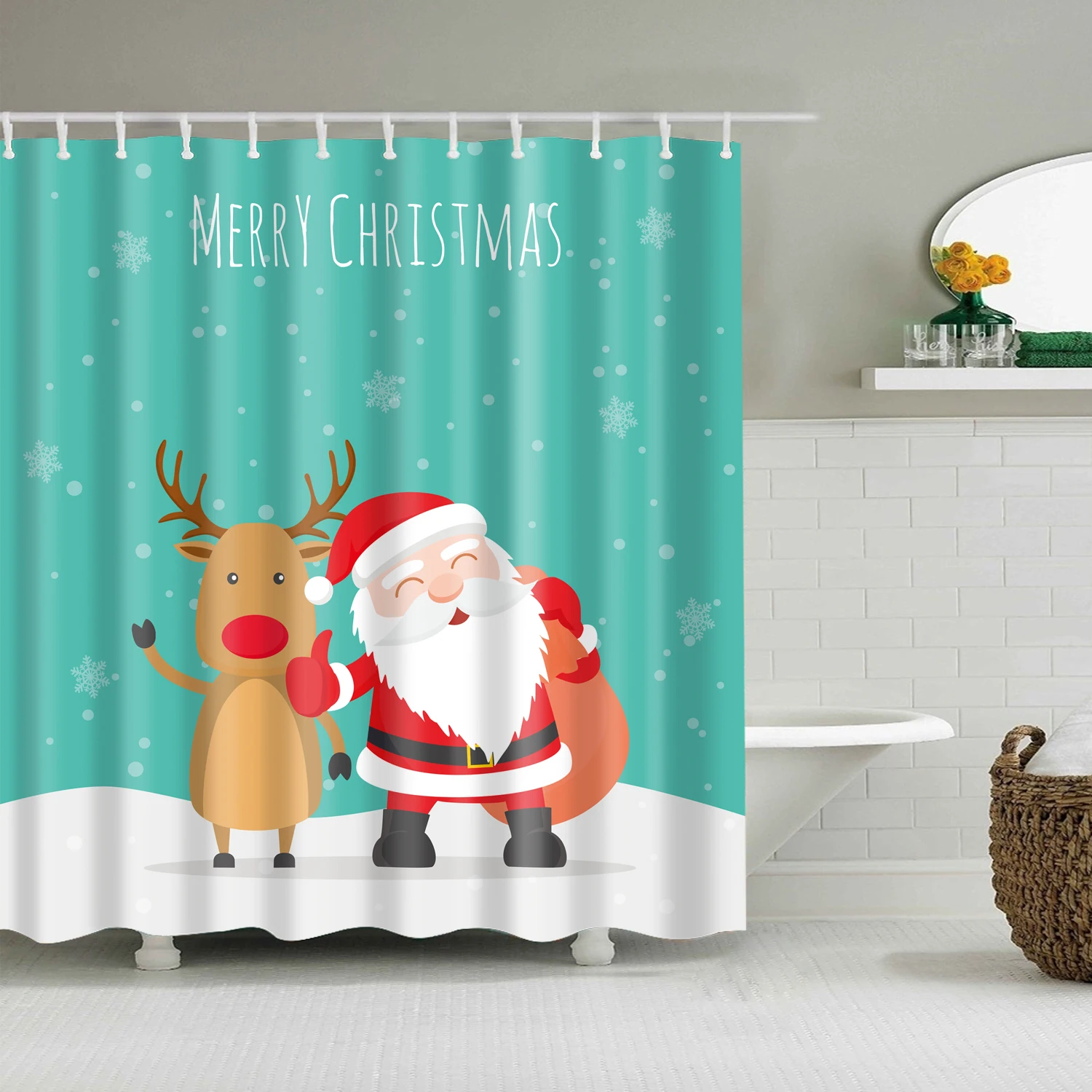 Веселая Рождественская занавеска для душа с новогодним Санта-Клаусом Водонепроницаемая зимняя занавеска s для душа украшения ванной комнаты подарки 200x180 см - Цвет: B1014