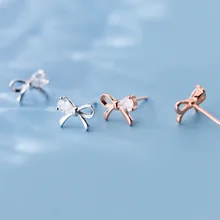 Trusta, 1 пара, 925 пробы, серебряные, милые, ослепительные, с бантом, CZ, серьги-гвоздики для женщин, девочек, подростков, девушек, ювелирное изделие, подарок DS1936