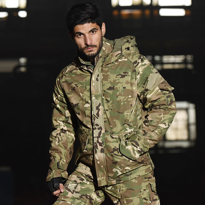 

Autumn Winter Men Outdoor Fleece Lining Jackets Hooded Combat Jacket Tactical Army Outwear Camo Jacket Windbreakers Hunting