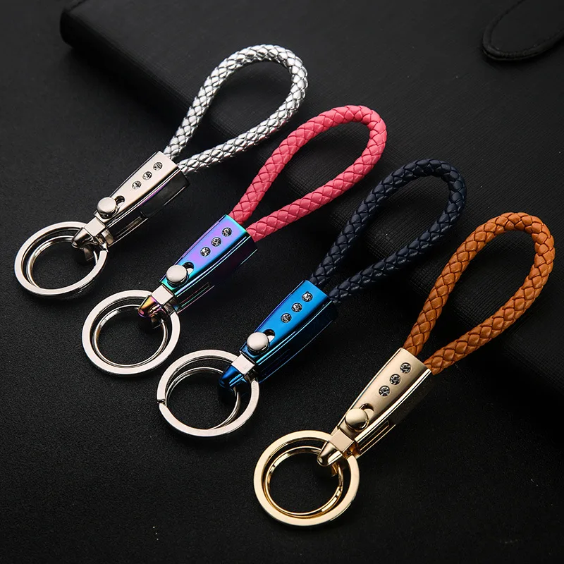 

Genuine Leather Car Keychain Holder Keys Storage Wallet Metal Keyring For Car EDC Housekeeper