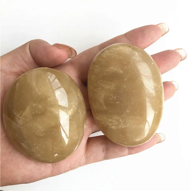 

1PC Natural Topaz Palm Massage Therapy Polished Yellow Topaz Crystal Stone Healing Natural Quartz Crystals