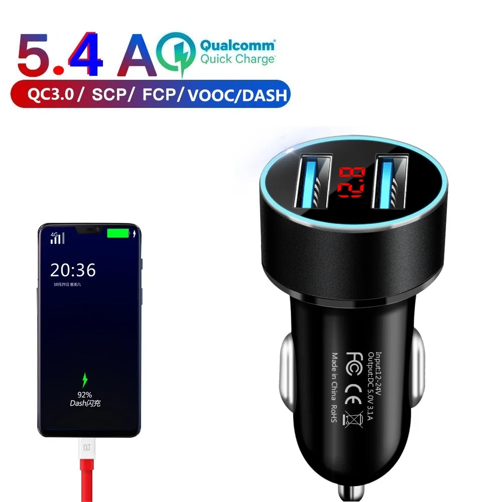 

5A Car double USB Charger Quick Charge QC3.0 VOOC DASH Mobile Phone 2 Port Charging for iPhone Samsung MTK Tablet Car-Charger