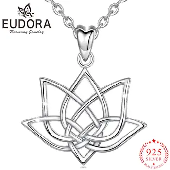 

Eudora Real 925 Sterling Silver Natural Original lotus flower Pendant Necklace Jewelry with box for Women birthday day Gift D478