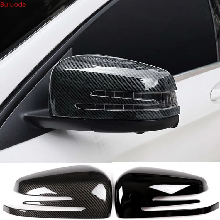 1 Pair Carbon Fiber Wing Mirror Covers Car Side Mirror Cover Caps Rear View Mirror Cover Trim for Mercedes Benz A B C E GLA Class W204 W212 