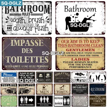 

[SQ-DGLZ]Toilettes Plaque Metal Vintage Bar Decoration Bathroom Decor Restroom Banos Poster Toilet Tin Sign