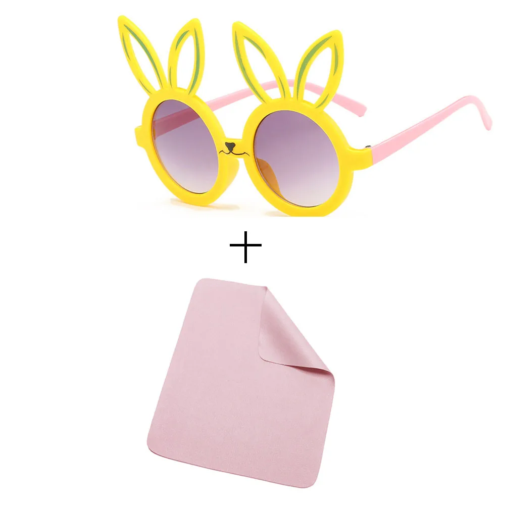 Glasses and cloth Минимальный милый кролик форма гибкие детские солнцезащитные очки UV400 очки оттенки младенческой поляризованные ребенок для маленьких детей Защитный солнцезащитные очки - Цвет линз: Glasses and cloth
