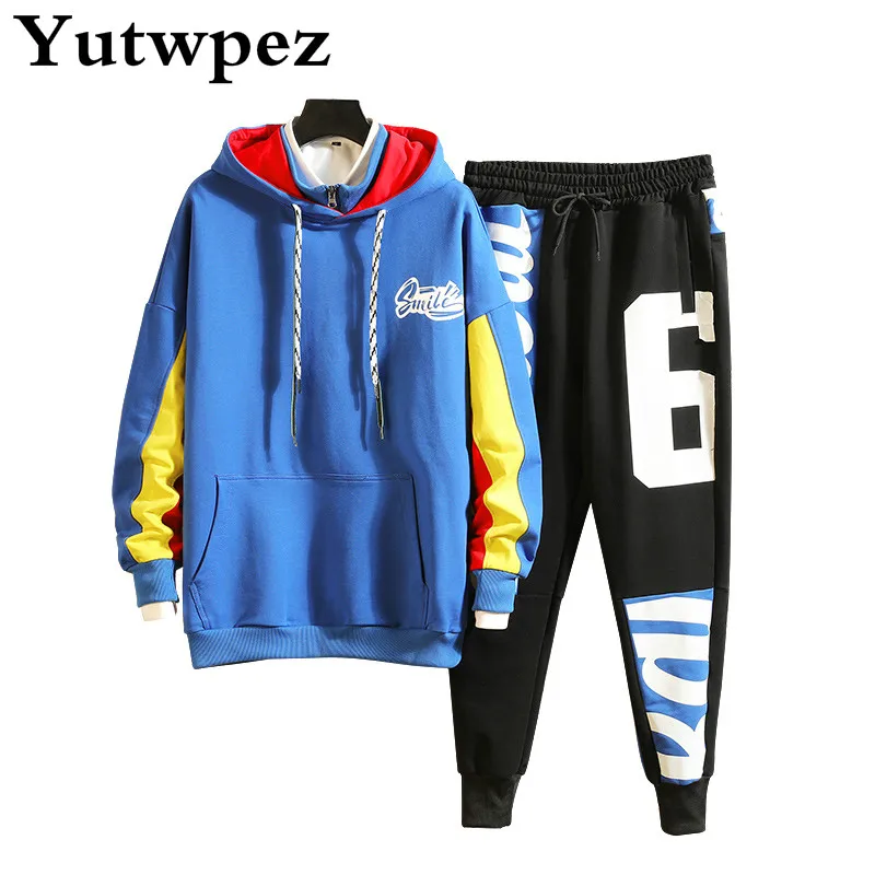 

Autumn Tracksuit Men Set Hooded Summer Fashion Men Streewear Track Suit With Pants Harem Jogging Sweat New Men Joggers Sets 2019
