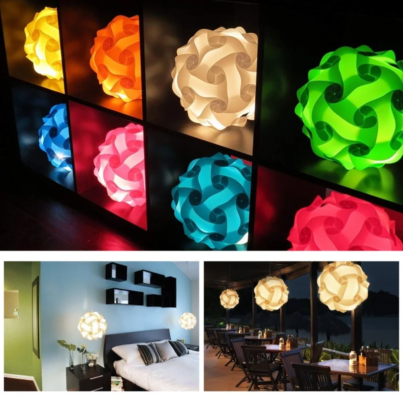 

Plastic DIY Puzzle Lamp Shade Set, Modern IQ Light With Ceiling Fixture Flower Jigsaw IQ Lamp Shade