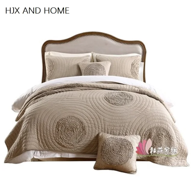 100% Pamut Anyag * Ágytakaró 2 Párnahuzatok Egyszerű Stílusú Paplankészlet Queen Quilted Ágytakarók Kényelmes Luxus Takaró
