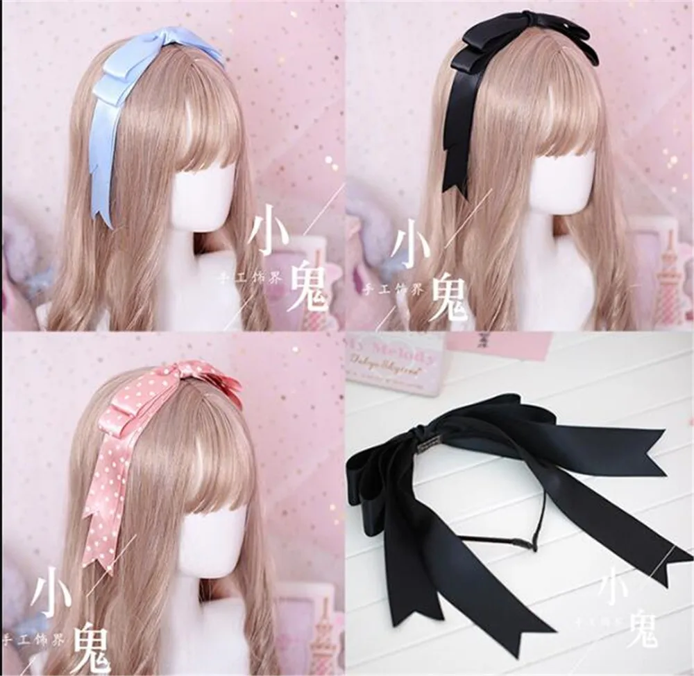 Bow Ribbon Hairpin Handmade Hair Accessories Lolita Cosplay Femal Sweet Headwear B551 anime hair accessories,game cosplay props