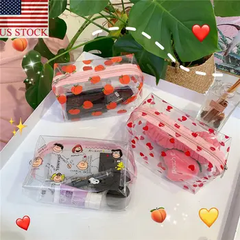 

Waterproof Transparent Makeup Storage Pouch Bags Cosmetic Organizer Cute Clear Case PVC Zipper Bag Travel Toiletry Cosmetic Bags