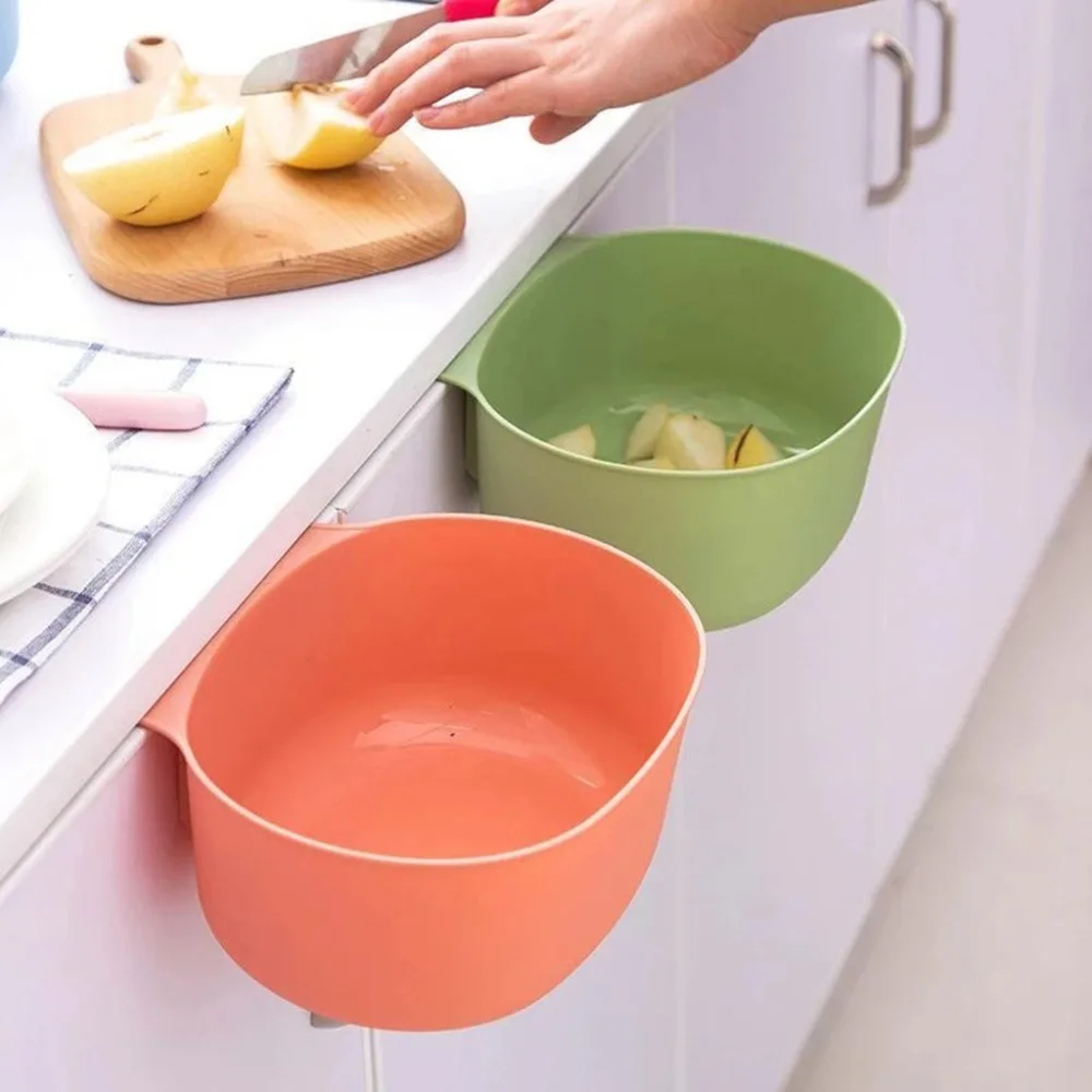 Trash Can Plastic Cabinet Door Hanging Recycle Bin Waste Bin Garbage Basket Kitchen Tool  (5)