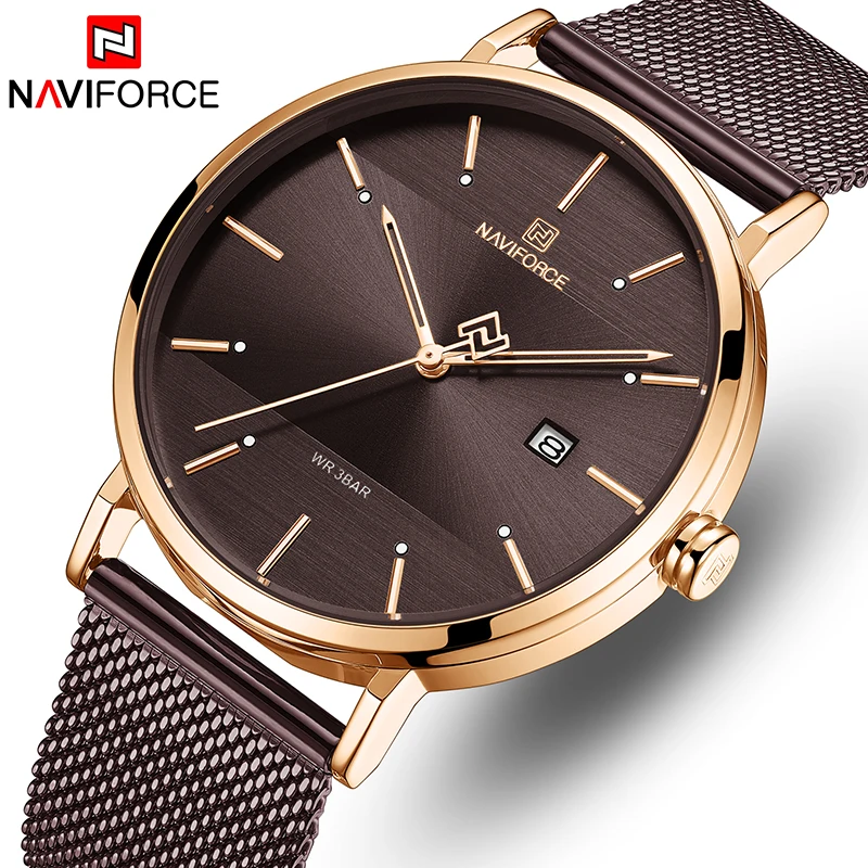 Часы наручные NAVIFORCE Мужские кварцевые роскошные брендовые деловые повседневные