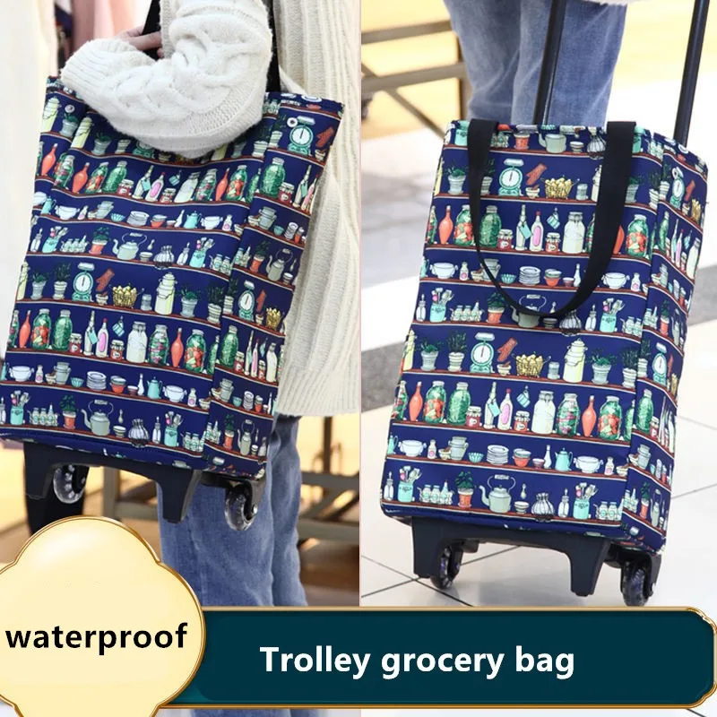 Trolley Bags On-Wheels Vegetables Folding The-Market Organizer Womens Big for Buy Pull-Cart