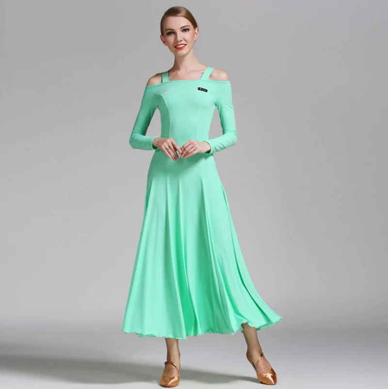 

2021 New Ballroom Dance Dress For Women Strapless Long Sleeve Jazz/Waltz/Tango-Dancing Standard Ballroom Dance Dresses For Sale