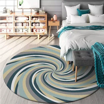 

-Style Modern Minimalist Blue and Yellow Gray Vortex Living Room Bedroom Nacelle Chair Anti-slip Circle Mat Rug