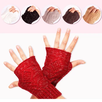 

1 Pair Autumn Winter Women Warm Knitted Arm Fingerless Gloves Long Stretchy Mittens Men Women Hand Arm Warm Gloves