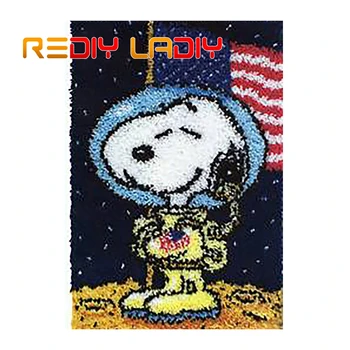 

Latch Hook Rug Kits Crocheting Carpet Rug Spaceman Puppy Acrylic Yarn Printed Canvas Cushion Mat Crochet Tapestry Arts & Crafts