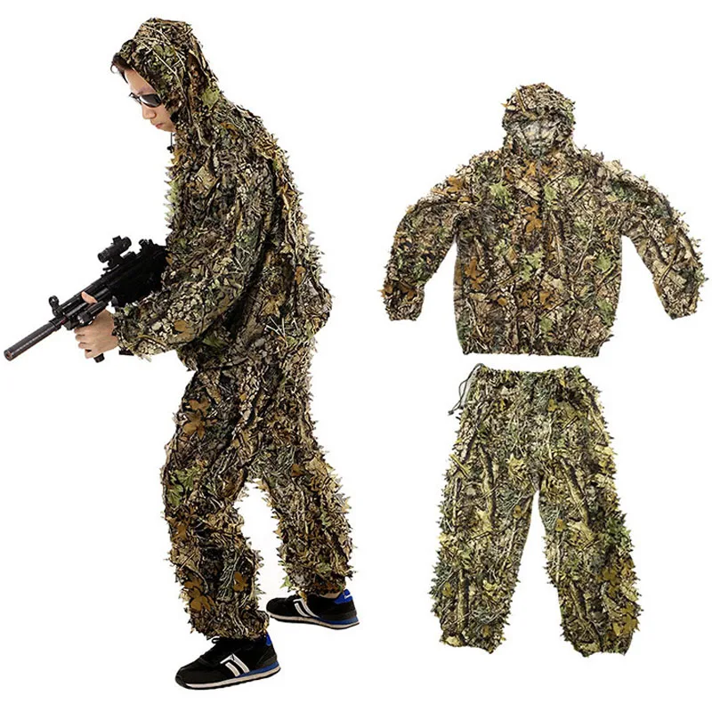 

Adult Kids Hunting Clothes 3D Maple Leaf Bionic Ghillie Suit Sniper Birdwatch Child War Game Airsoft Shooting Camouflage Clothes