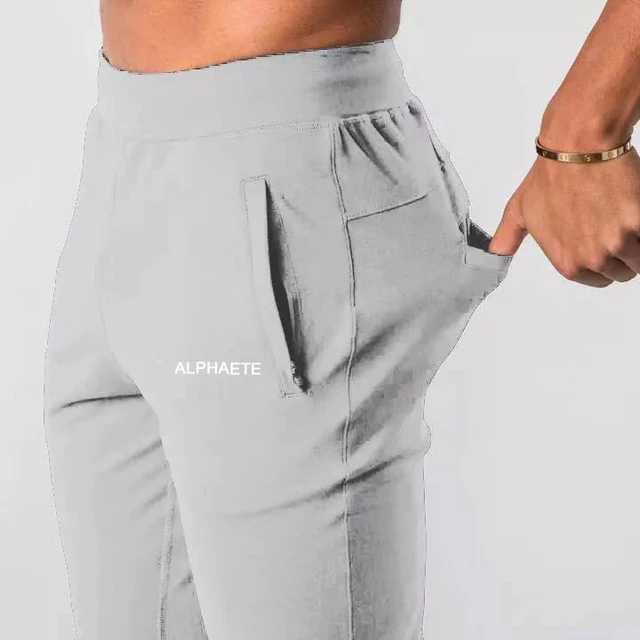 2022 New Muscle Fitness Running Training Sports Cotton Trousers Men's Breathable Slim Beam Mouth Casual Health Pants Gray